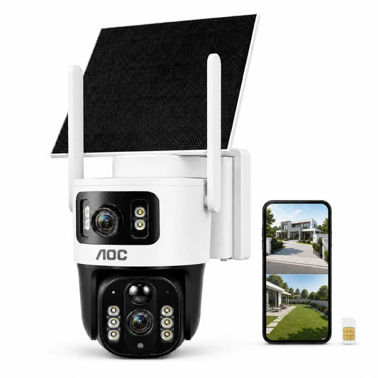 Cámara de Seguridad Solar 4G LTE para Exterior con Doble Lente, Visión Nocturna en Color, Seguimiento IA y Audio Bidireccional — Sin WiFi