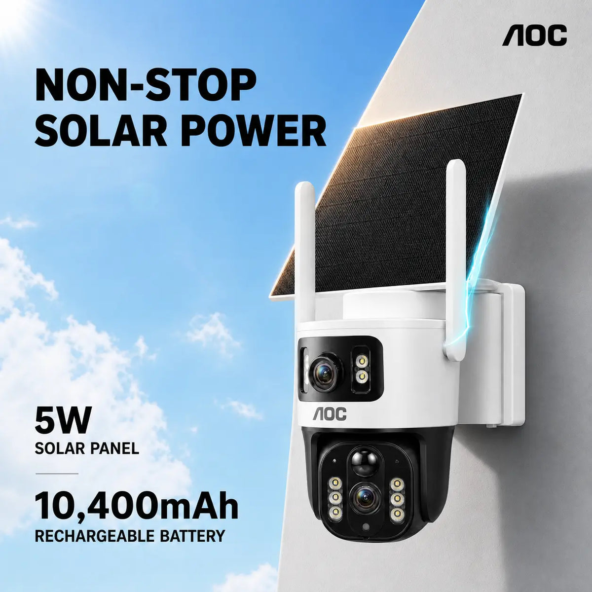 Cámara de Seguridad Solar 4G LTE para Exterior con Doble Lente, Visión Nocturna en Color, Seguimiento IA y Audio Bidireccional — Sin WiFi
