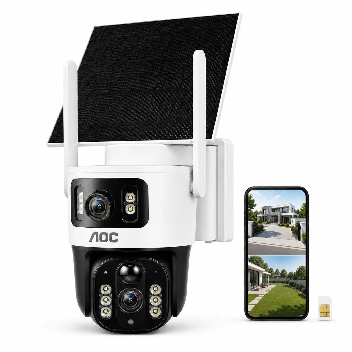 Cámara de Seguridad Solar 4G LTE para Exterior con Doble Lente, Visión Nocturna en Color, Seguimiento IA y Audio Bidireccional — Sin WiFi